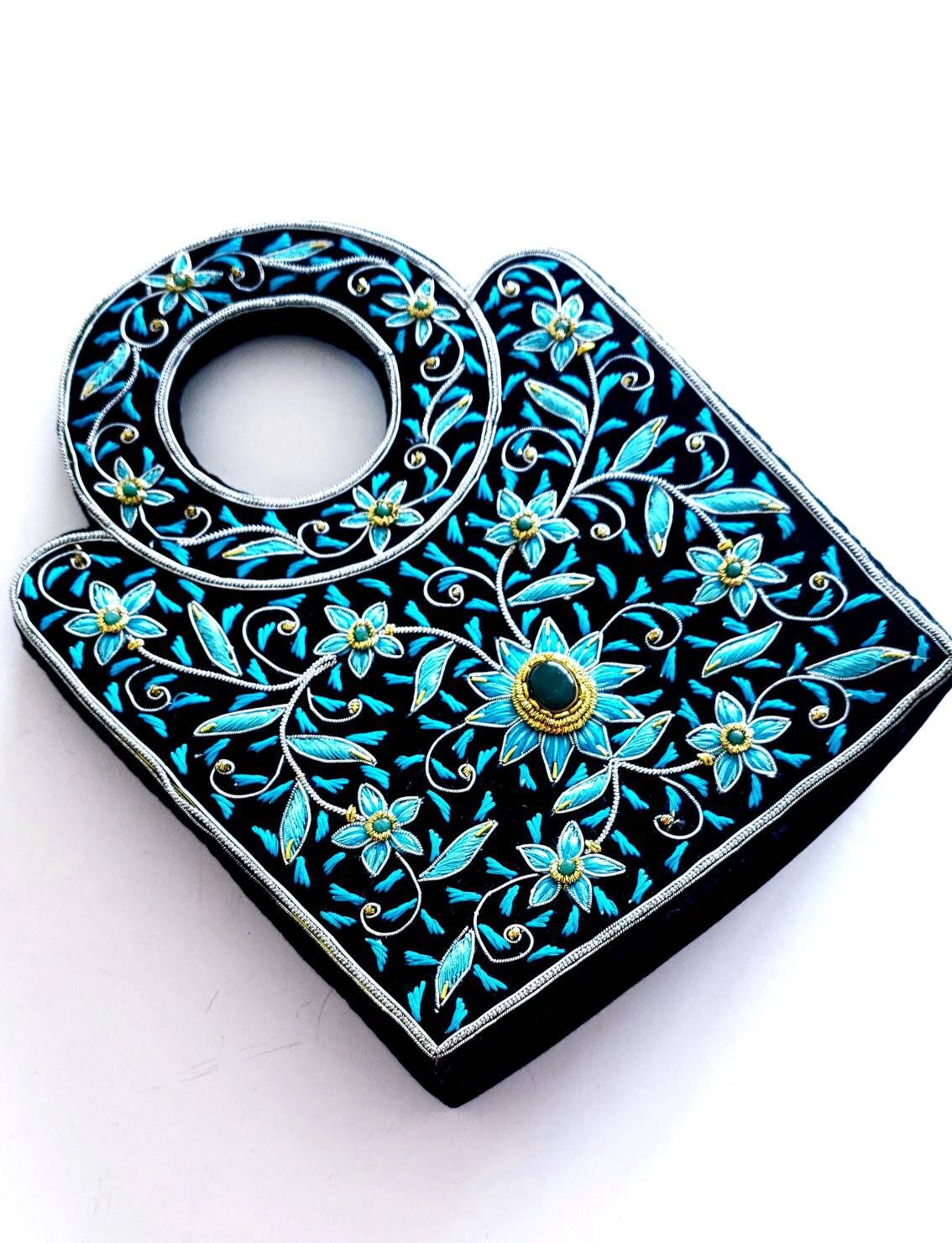 Turquoise bracelet handbag OOAK statement blue handbag jewel | Etsy