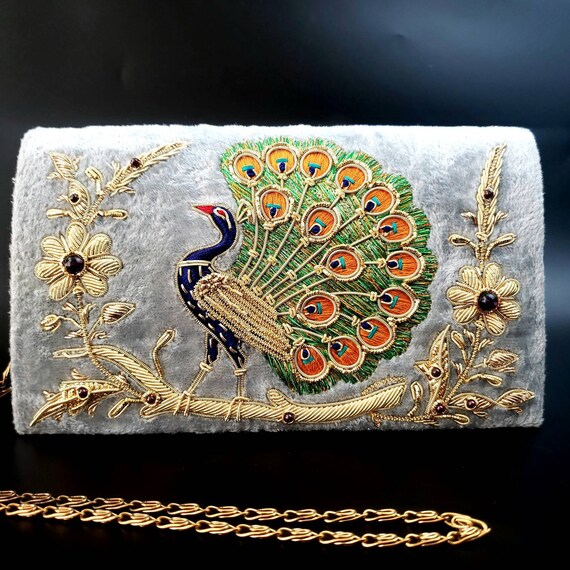 Peacock clutch bag sale