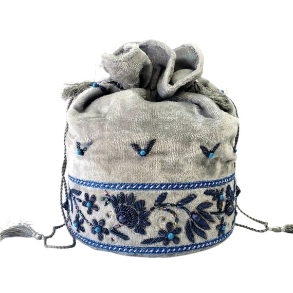 Embroidered Velvet Potli Bag: Zardozi Indian Wedding Pouch