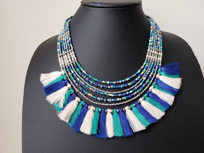 Tassle Beaded Fringe Necklace