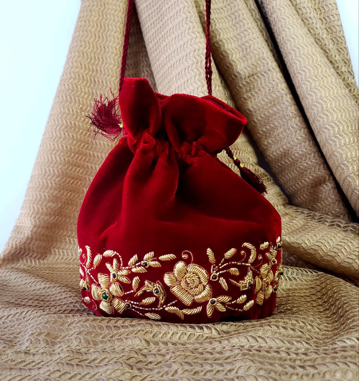 Potli Wedding Bags- Indian Potli Bag, Velvet Bag – Craft Bazaar