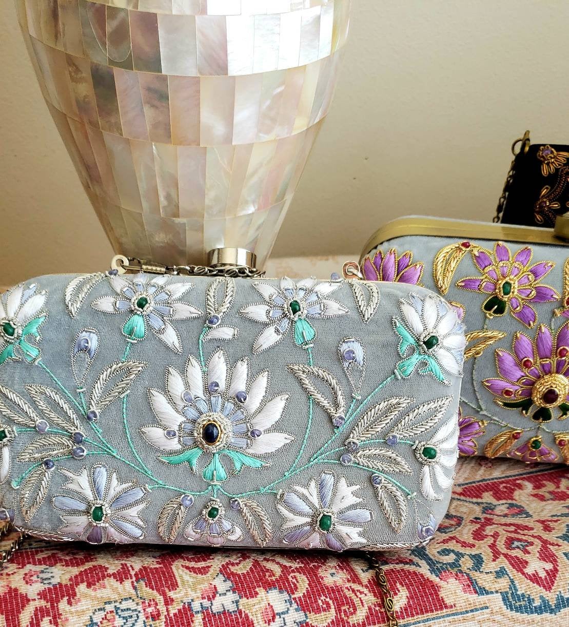 Blue Silver Bridal Clutch with Amethyst – BoutiqueByMariam