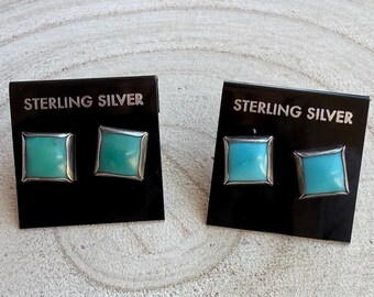 Kingman Turquoise Square Stud Earrings