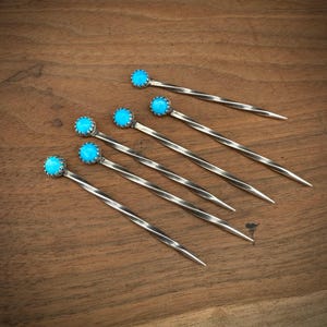 Turquoise Sterling Silver Cowboy Toothpick - Cowboy Hat Pin | Boles Silver