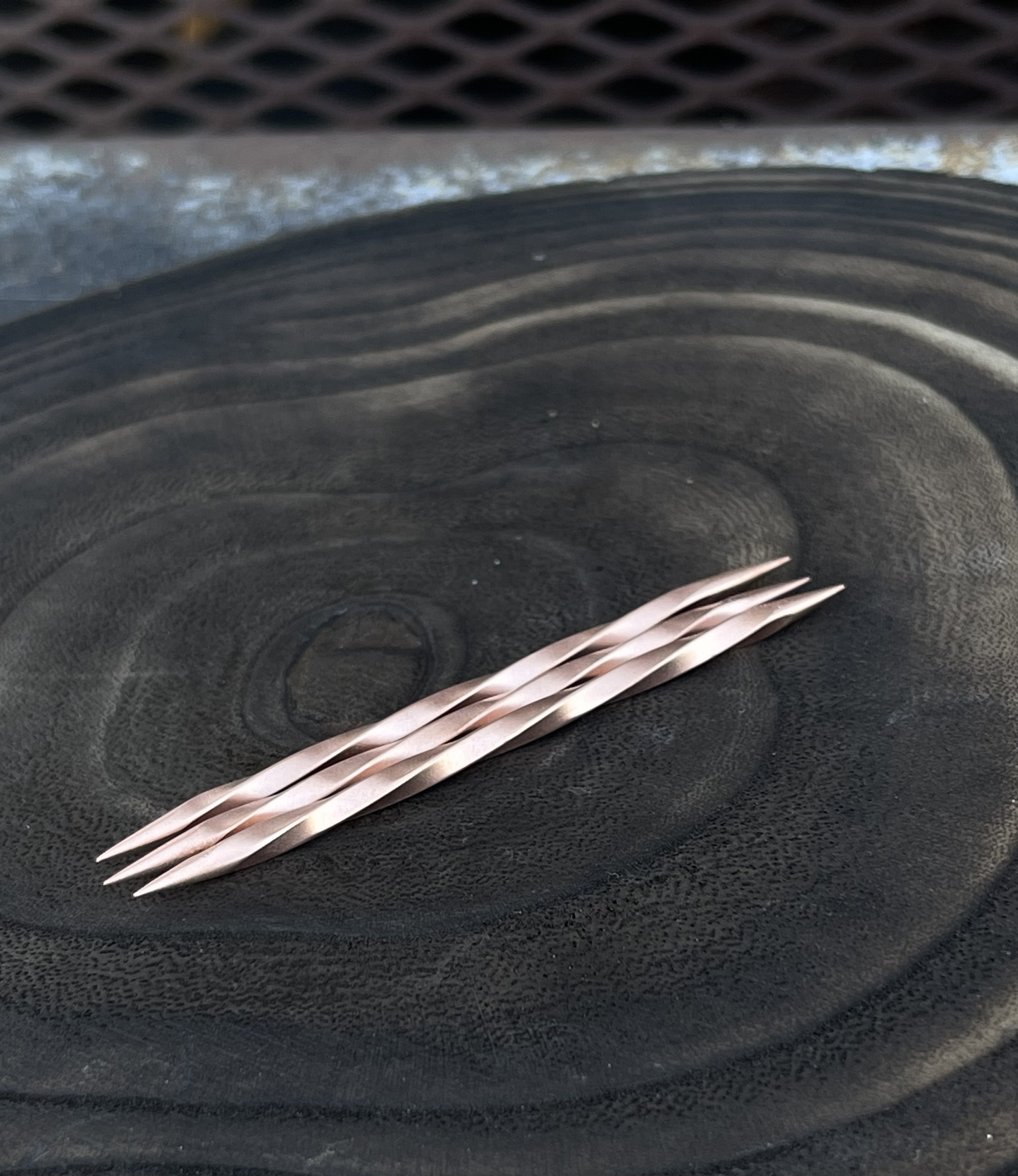 9629 Handmade Copper Cowboy Toothpick – Twisted Metal Hat Pin – Western Hat 2 Cowboy Toothpicks, Handmade Twisted Copper Hat Pick and  main image 2