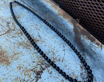 Stardust 29” Handmade Black Onyx Beaded Necklace | Boles Silver