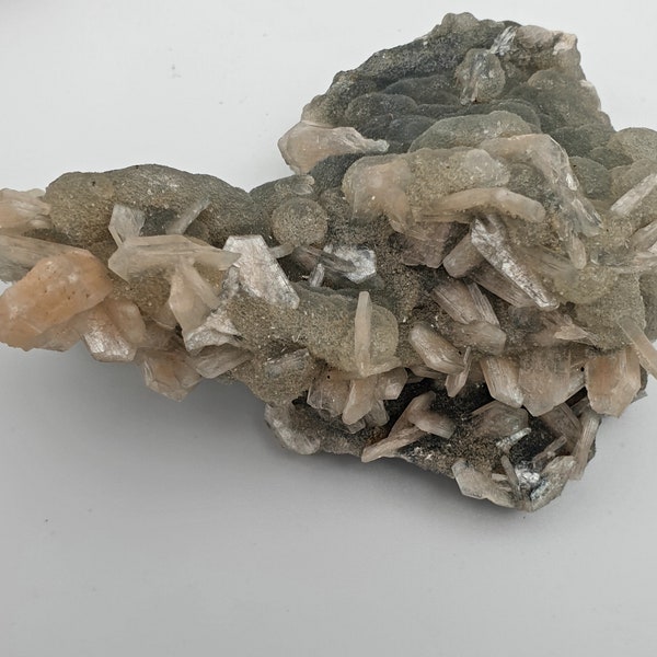 Grey Apophyllite Cluster | With Stilbite | Natural Crystal