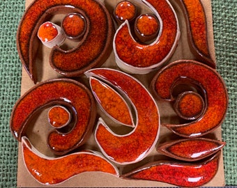 Molten Lava Red Vines, Swirls and Dots for Mosaic- 4”