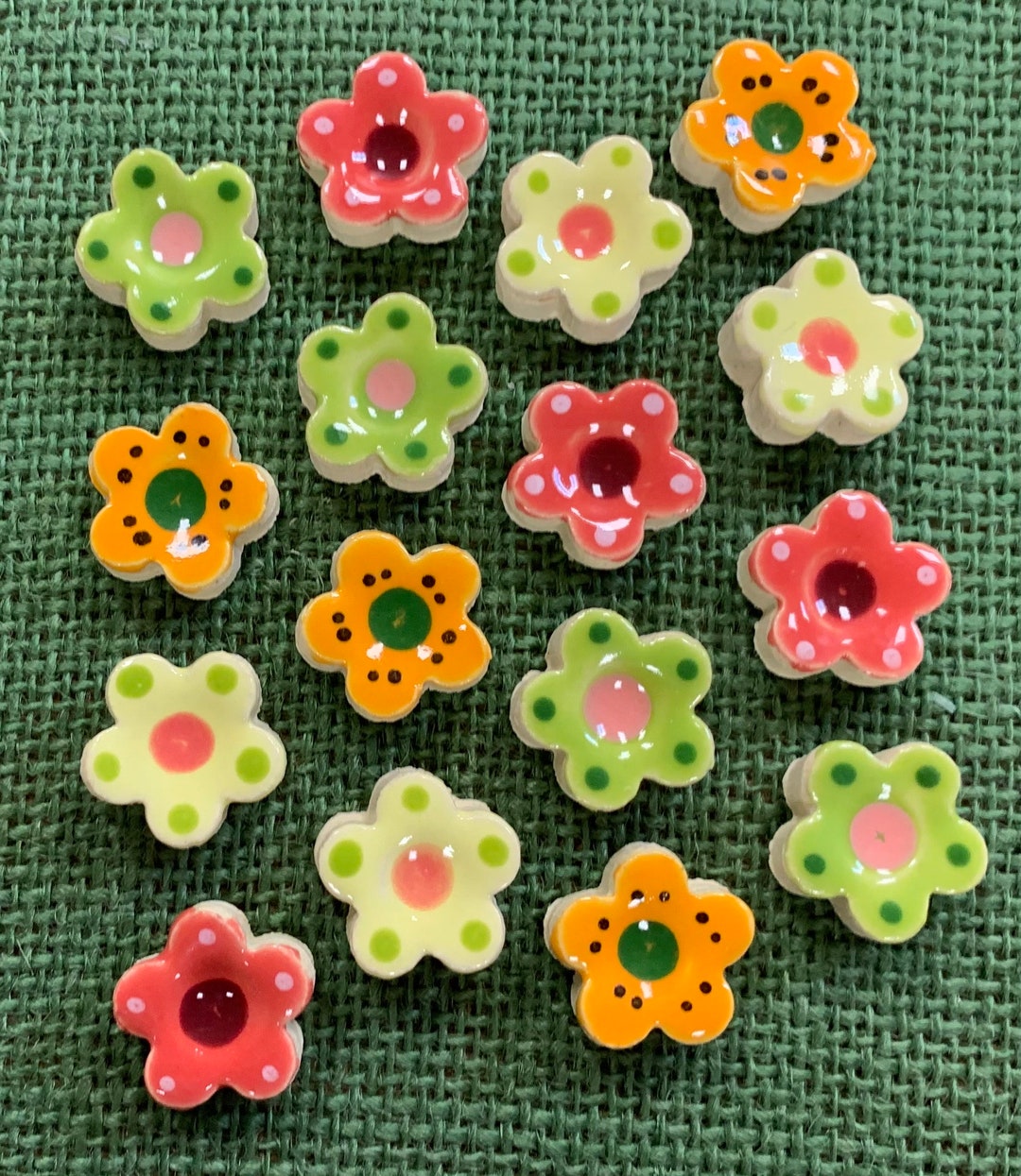 Small Ceramic Flowers for Mosaicyellow, Green, Pink, Orange3 Etsy