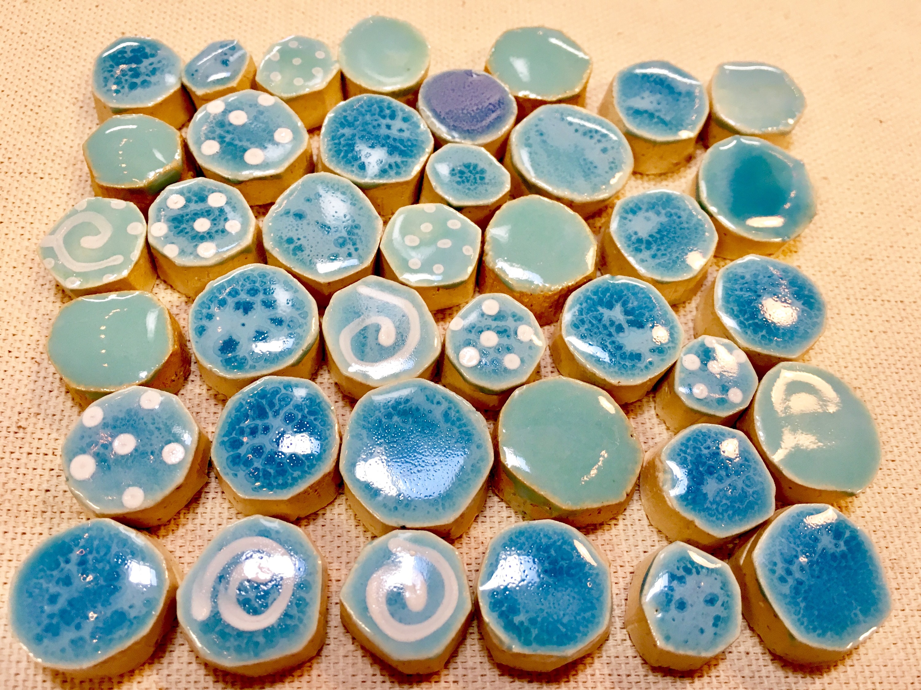 Sky Blue Ceramic Mosaic Tile Variety Pack Handcut Tiles 4 Etsy