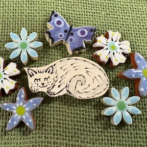 White Garden Kitty (facing left) Tiles for Mosaic-3”