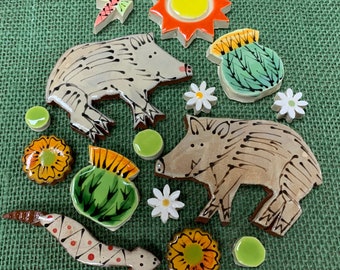 Desert Creature Series- A Day in the Desert with Javelina Tile for Mosaic 5” Pack