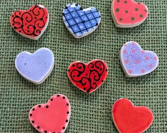 Mixed Heart Ceramic Tiles for Mosaic Pack 3”