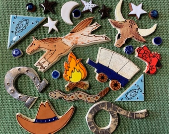 Azulejos de mosaico de camping vaquero 6"