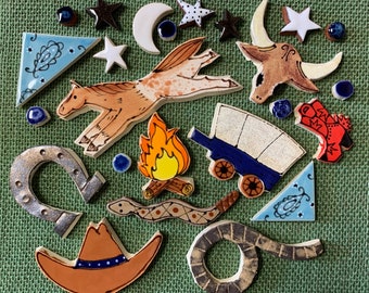 Cowboy Camping Mosaic Tiles 6”