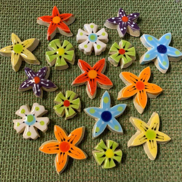 Bolsa de agarre para azulejos de mosaico de cerámica hecha a mano con variedad de flores pequeñas