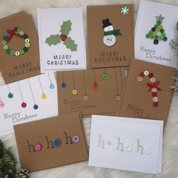 Christmas Cards pack, X6 or X12, Multipack of Cards, Button Cards, Greetings Card, Handmade Christmas Card Packs, Christmas Card Bundle,