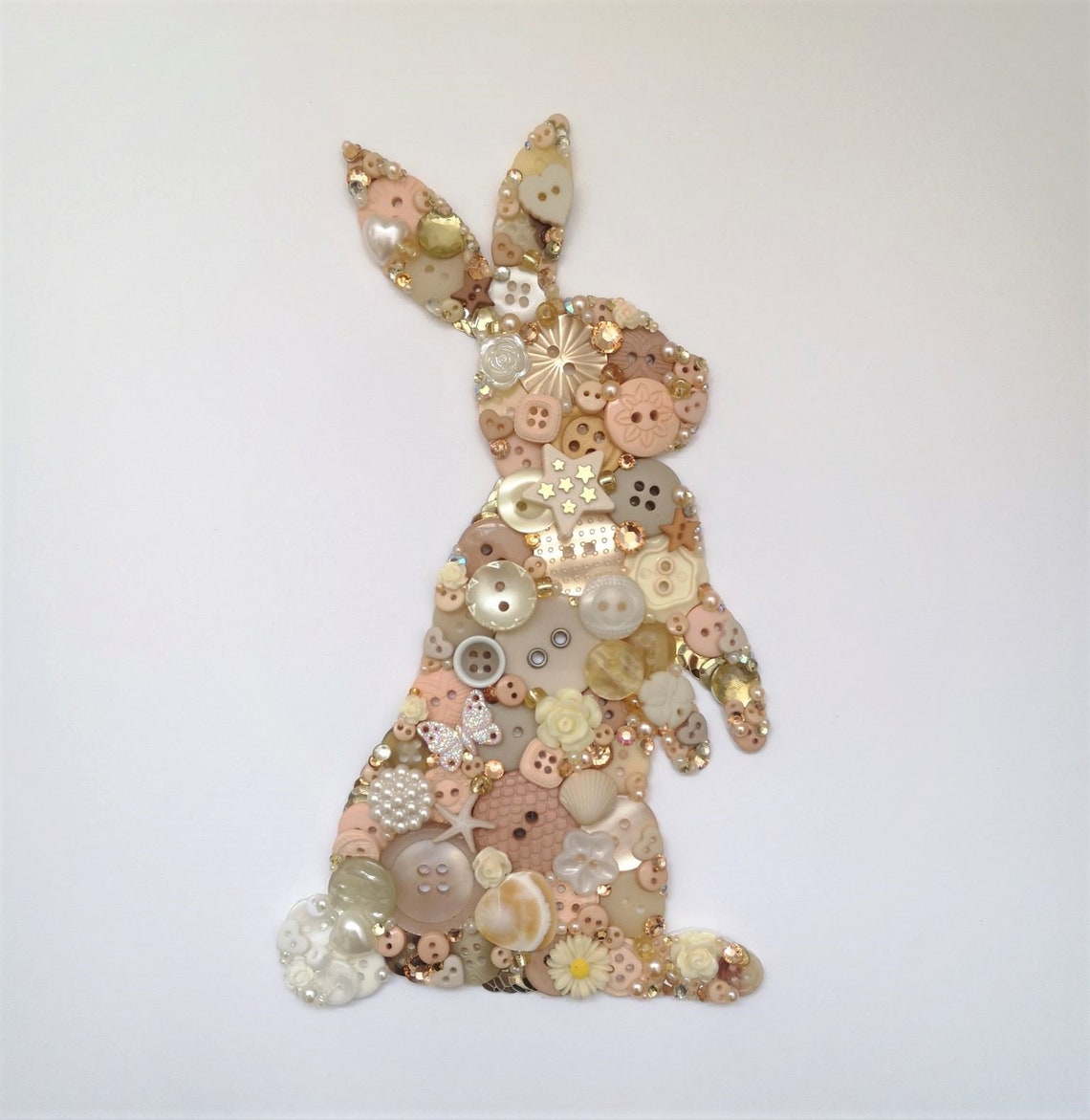 Bunny Rabbit Button Art Home accessories Nursery Decor Etsy
