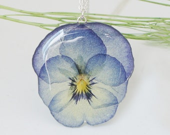 Violet Pansy Pressed flower necklace, Resin flower necklace, Terrarium Jewelry, Resin necklace, Real flower, Dried Pressed Flower, Botanical