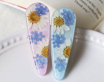 Daisy Hair Clip, Forget me not Hair clips, Real Pressed Flowers, Resin Hair Clip, Real Flower Hair Clip, Hair Accessory, Gift for her