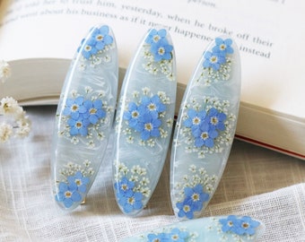 Forget me not Hair Clip, Real Pressed Flowers, Resin Hair Clip, Real Flower, Hair Accessory, Gift for her, Hair