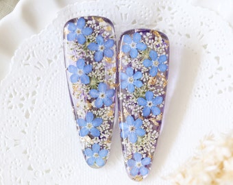 Forget me not Hair Clip, Real Pressed Flowers, Resin Hair Clip, Real Flower, Hair Accessory, Gift for her, Hair Accessories