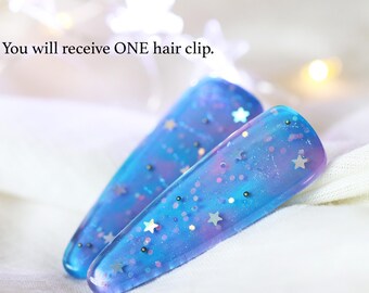Galaxy-haarclip, blauwe haarspeld, nachtelijke hemel, haaraccessoires, haarclip voor meisje, cadeau voor meisje, haarclip, haaraccessoires