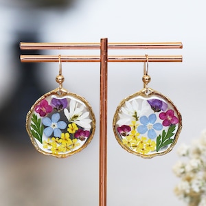 Etsy pressed flower earrings discount
