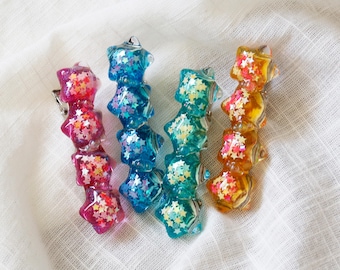 Pinzas para el cabello de resina con forma de estrella multicolor, estilo Fairy Kei, accesorios brillantes para niñas pequeñas