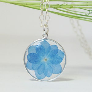 Hydrangea necklace, Pressed Flowers necklace, Resin necklace, Blue flower, Natural Jewelry Botanical Jewelry, Hydrangea resin necklace