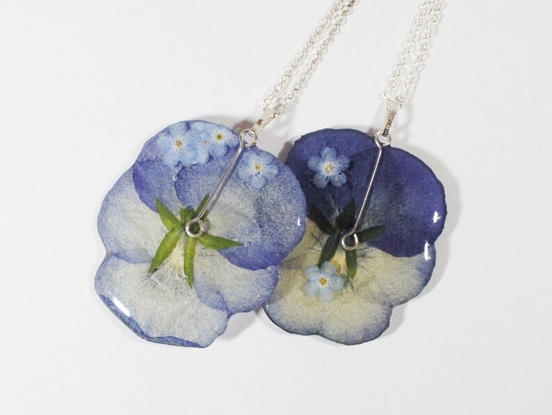 Viola Pansy Pressed flower necklace Resin flower necklace image 7
