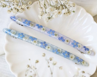 Flower French Barrette, Forget me not Barrette, Minimalist Hair Barrette, French Barrette for Thin & Thick Hair, Barrettes for Women,