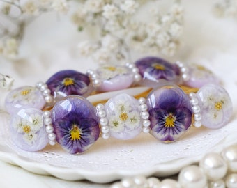 Flower French Barrette, Viola Pansy Barrette, Minimalist Hair Barrette, French Barrette for Thin & Thick Hair, Barrettes for Women