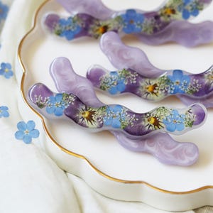 Flower French Hair Clip, Viola Pansy Hair Clip, Minimalist Hair Hair Clip, French Hair Clip for Thin & Thick Hair, Barrettes for Women