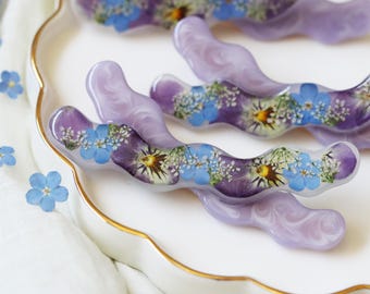 Vintage Gerard Yosca Purple Pansy Flower Hair Barrette, Hand  display picture 1