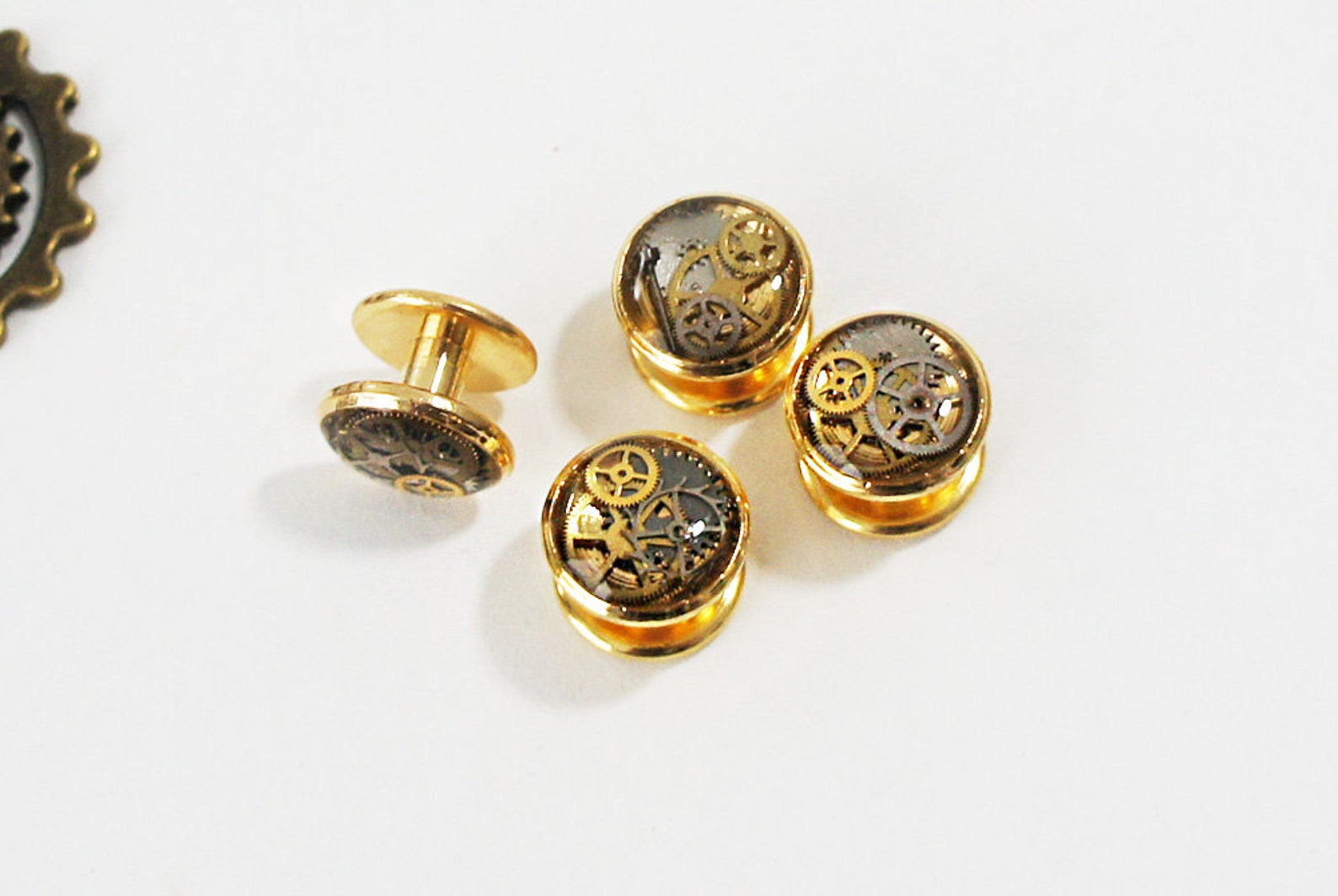 Tuxedo Shirt Stud GOLD Plated Shirt Studs Steampunk Shirt Etsy Hong Kong