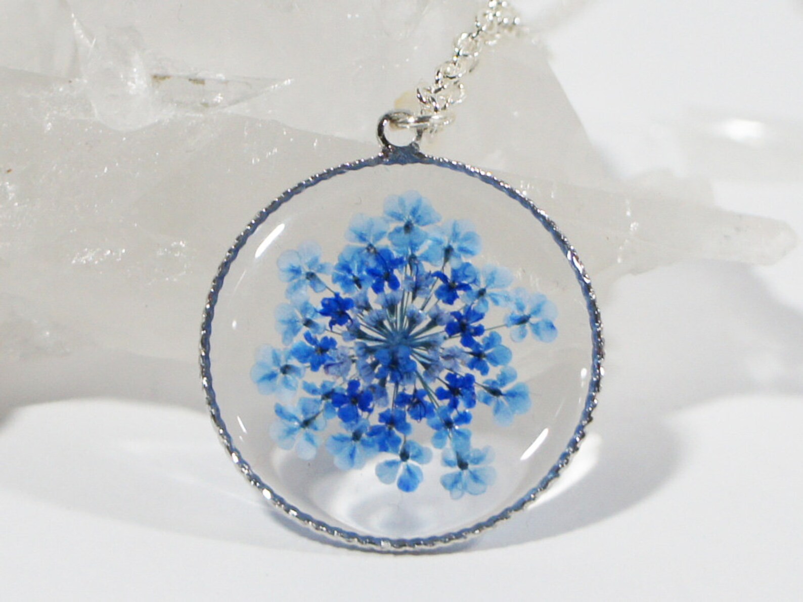 Pressed Flower Necklace Queen Anne's Lace Pressed Flower Etsy