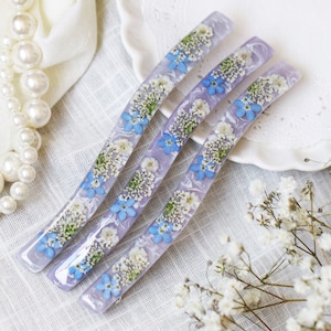 Flower French Barrette, Forget me not Barrette, Minimalist Hair Barrette, French Barrette for Thin & Thick Hair, Barrettes for Women,