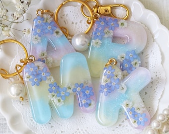 Custom Initial Keychain, Initial Keychain, Pastel Personalized Keychain, Resin Keychain, Unique Gift, Letter Keychain, Rainbow Keychain