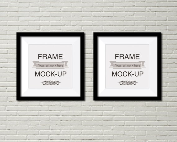 Digital Frame Mockup Two Frame Mockup Black Frames Square