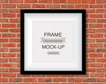 Download Square Poster Mockup Digital Frame Red Brick Background Gallery Mockup Etsy Listing Mockup Frame Overlay Black Frame Instant Download Psd Mockups Free Template Mockups PSD Mockup Templates