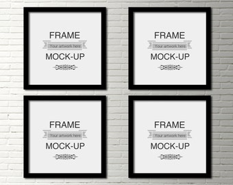 Product Mockup Four Black Frames Digital Square