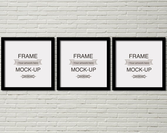 Simple Frames Mockup Three Frames Wallhanging Mockup Square Frames