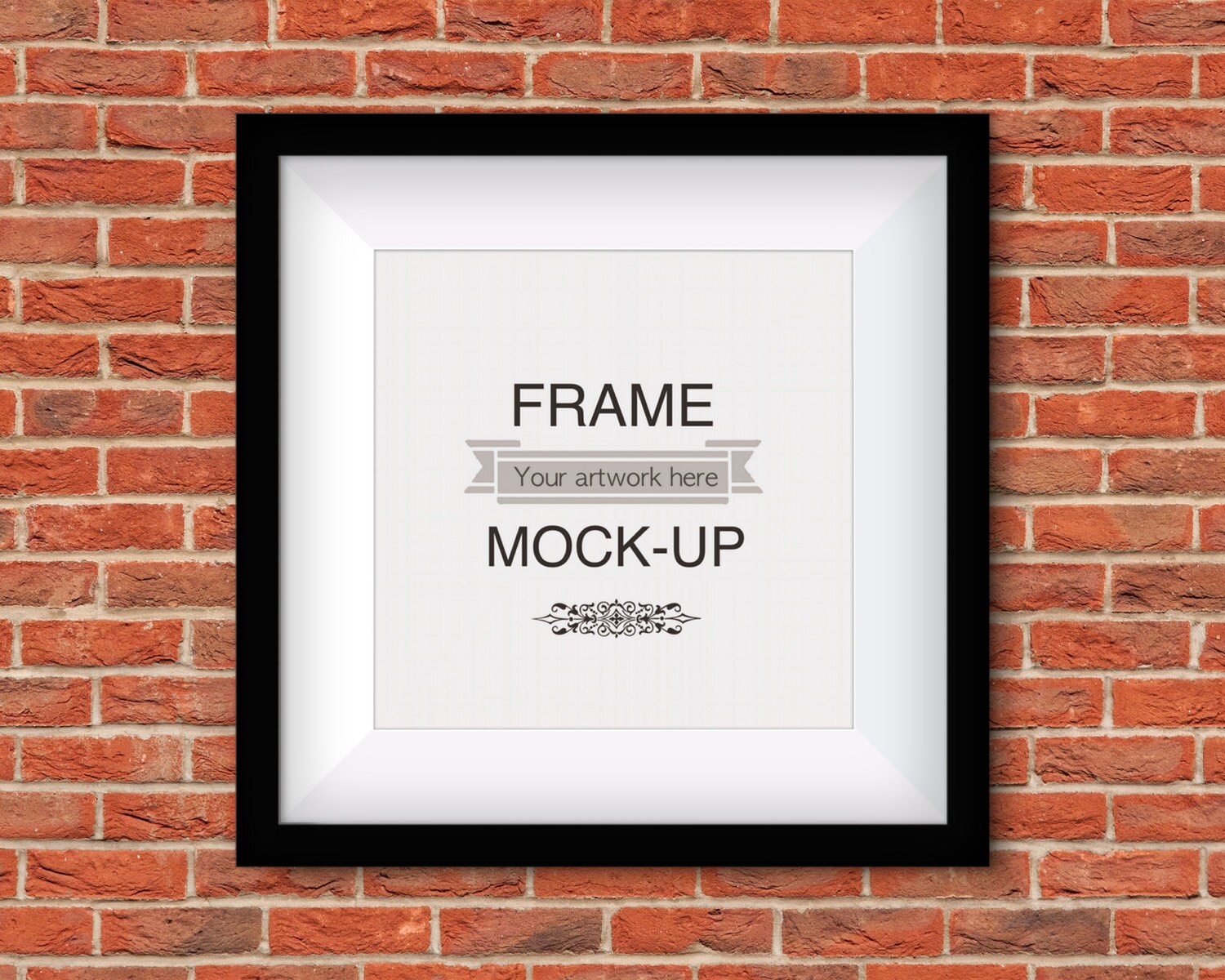 Download Square poster mockup digital frame red brick background | Etsy