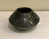 Native American Linda Dunlap San Ildefonso Pueblo Hand-Coiled Black Pottery Bowl