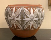 Mary Small Jemez Pueblo Native American Art Large Pottery Bowl 9 quot H X 10 quot W