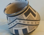 Vintage Native Acoma Pueblo Indian Pottery Tilted Bowl