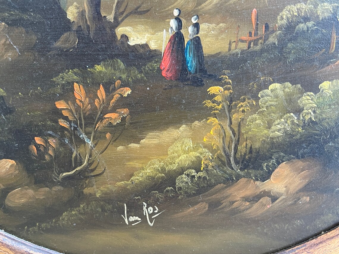Original Van Ros Landscape Oil Painting on Board With Gilt - Etsy