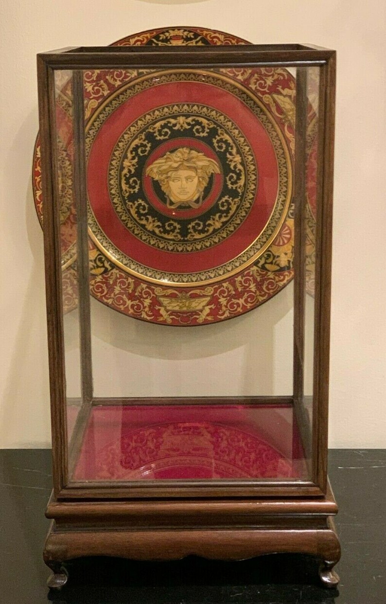 Vintage Chinese Fitted Hardwood Glass Display Case With Inner Etsy