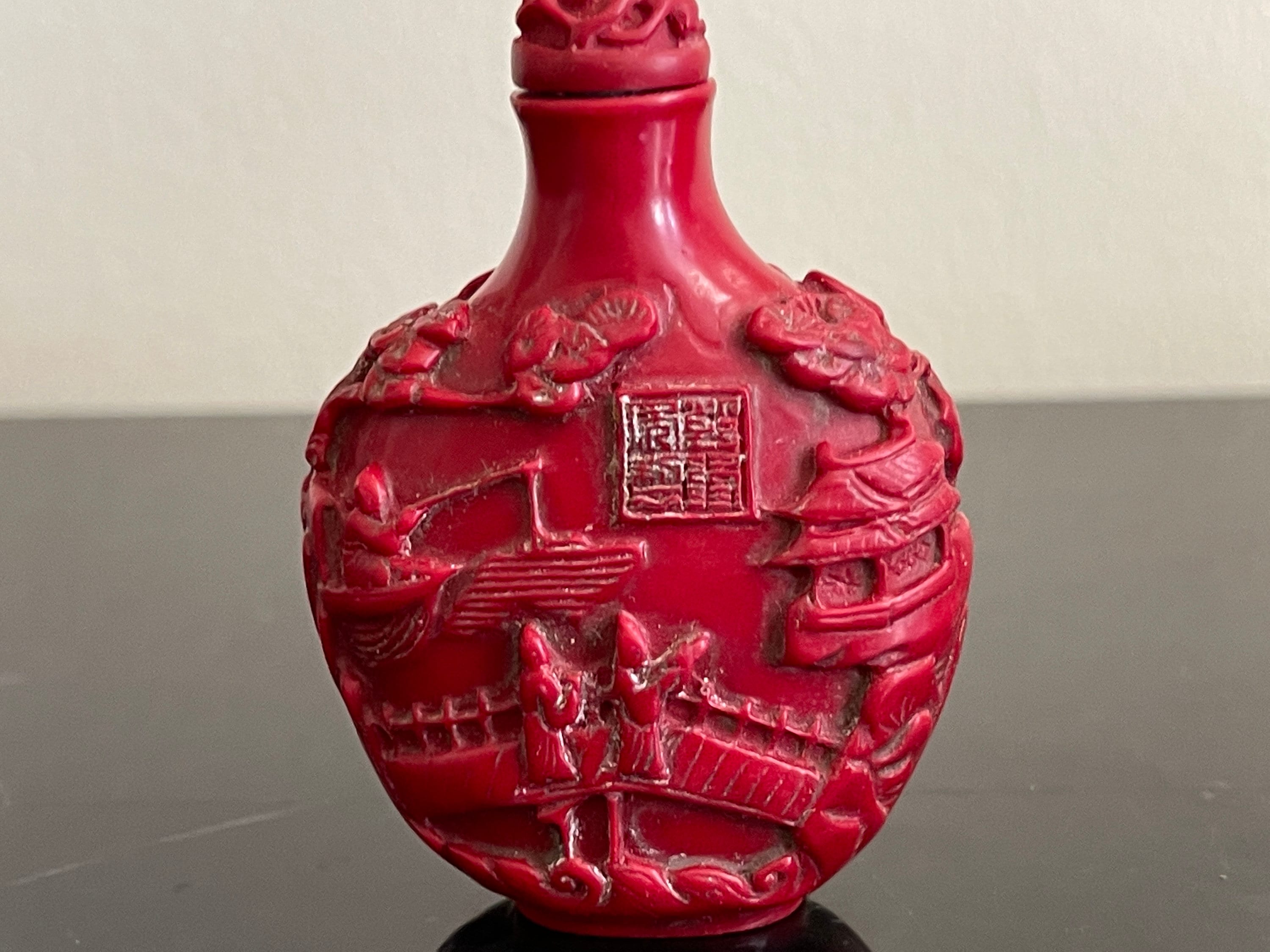 Antique Chinese Carved Red Snuff Bottle With Deal - Etsy